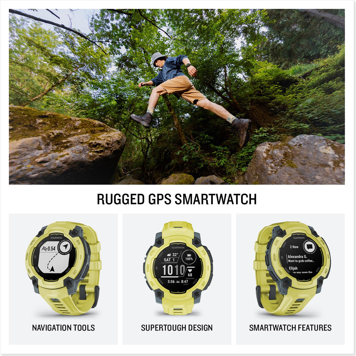 Garmin Instinct® E, Rugged GPS Smartwatch, 45mm, Electric Lime