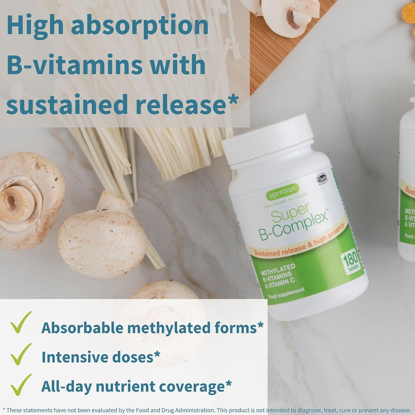 Super B-Complex 180 Tablets & High Absorption Omega-3 Wild Fish Oil 1360mg Bundle, Methylated Sustained Release B Complex and 1000mg EPA & DHA with Astaxanthin, by Igennus