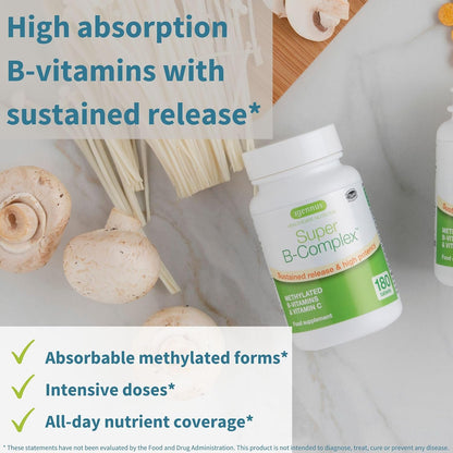 Super B-Complex 180 Tablets & High Absorption Omega-3 Wild Fish Oil 1360mg Bundle, Methylated Sustained Release B Complex and 1000mg EPA & DHA with Astaxanthin, by Igennus