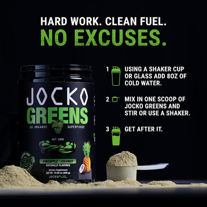 Jocko Fuel Greens Powder Bundle - Greens & Superfood Powder for Healthy Green Juice - Keto Friendly with Spirulina, Chlorella, Digestive Enzymes, & Probiotics - 60 Servings