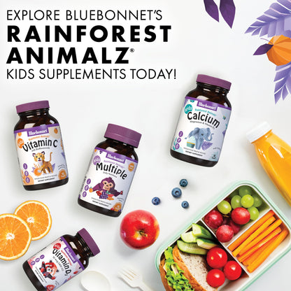 BlueBonnet Super Earth Rainforest Animalz Calcium Magnesium And Vitamin D3 Chews, Natural Vanilla Frosting, White, 90 Count