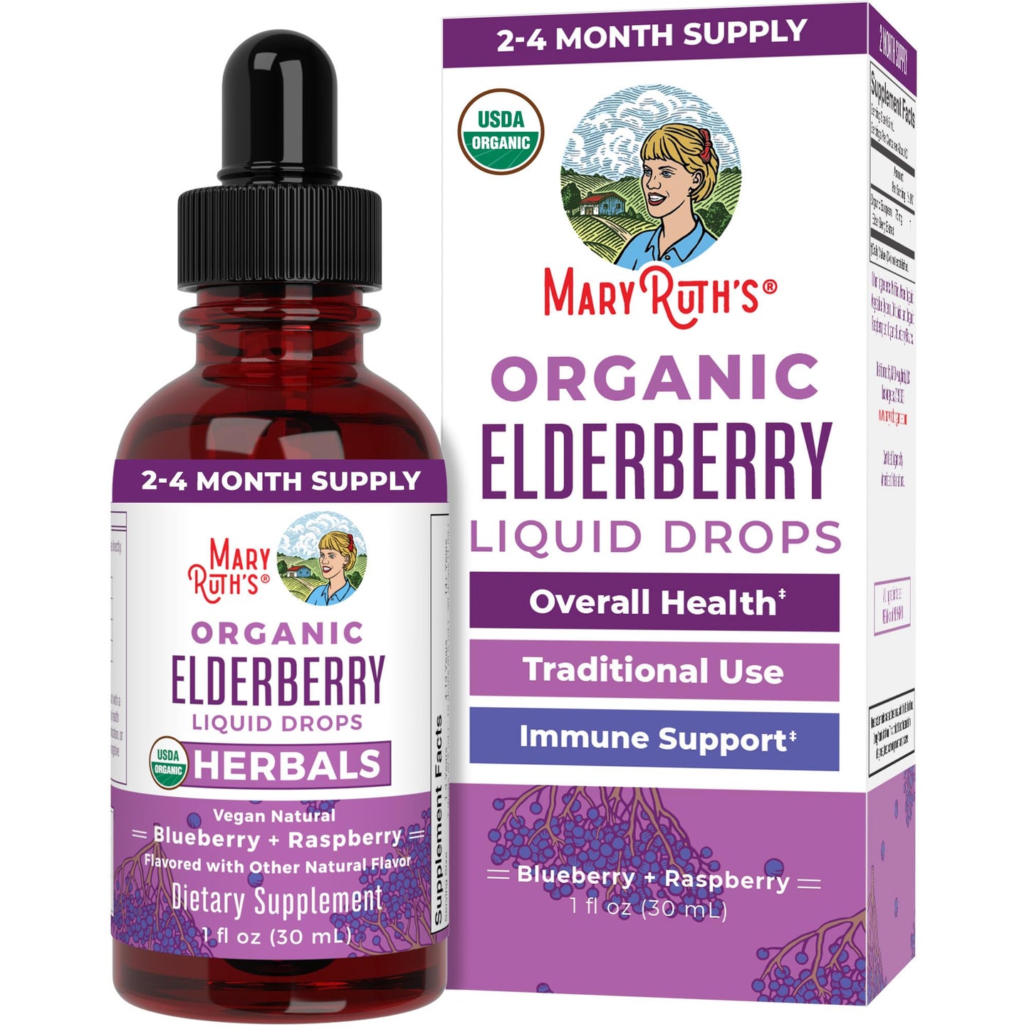 MARYRUTH'S Elderberry Liquid Drops for Adults & Kids | Immune Support | Antioxidant | 150mg Elderberry Extract | USDA Organic | CLP Purity Award | Sugar Free | Vegan | Non-GMO | Gluten Free | 1 oz