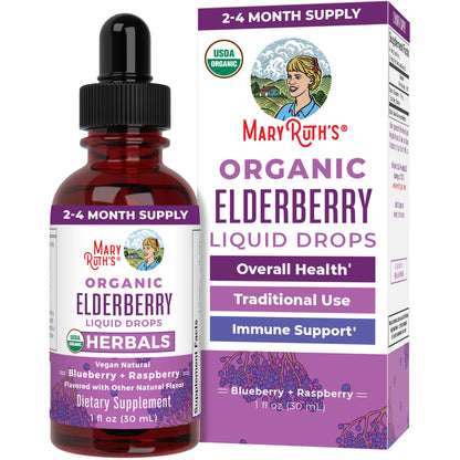 MARYRUTH'S Elderberry Liquid Drops for Adults & Kids | Immune Support | Antioxidant | 150mg Elderberry Extract | USDA Organic | CLP Purity Award | Sugar Free | Vegan | Non-GMO | Gluten Free | 1 oz