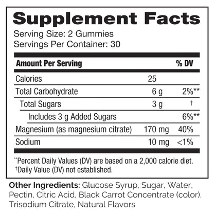 NATURELO Magnesium Citrate Gummies - for Calm & Relaxation Support, Natural Berry Magnesium Gummies, 60 Vegetarian Gummies