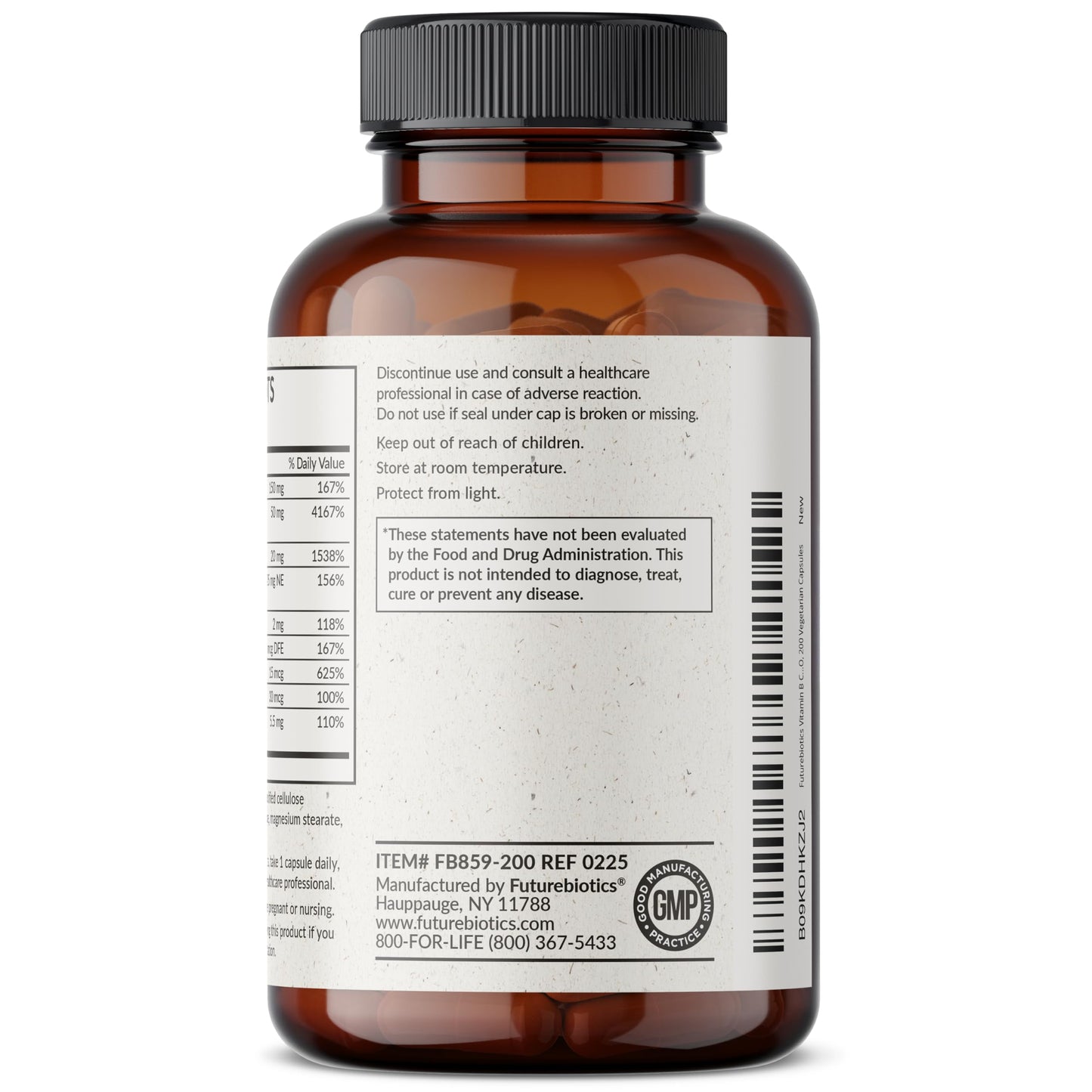Futurebiotics Vitamin B Complex with Vitamin C Supports Energy Production, Nervous System & Immune Support - Non-GMO, 120 Vegetarian Capsules