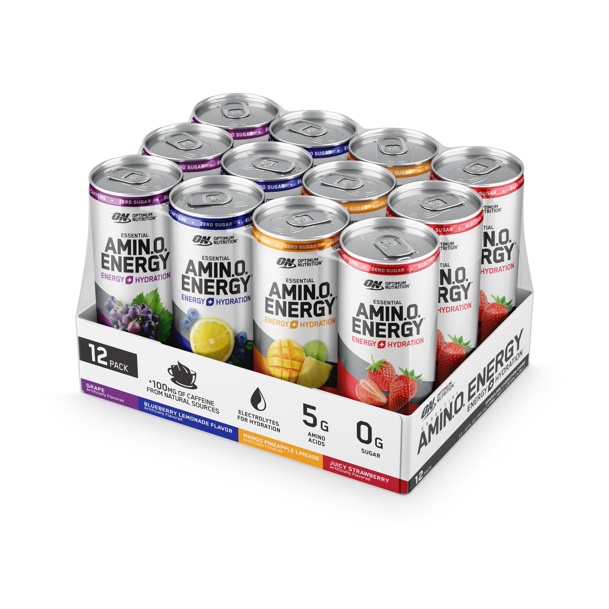 Optimum Nutrition Amino Energy Sparkling Hydration Drink, Electrolytes, Caffeine, Amino