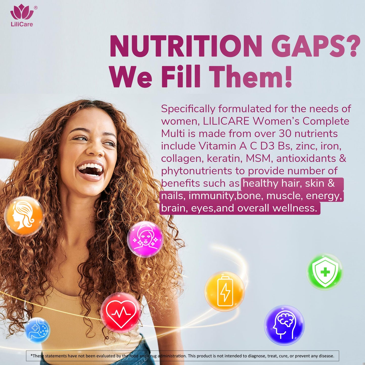 Womens Multivitamin Gummy, Methylated Multivitamin for Women, GLP-1 Friendly, Biotin, Iron, Collagen, Methylfolate, B Complex, Women's Complete Support, Hair Skin and Nails Vitamins, No Sugar, 60 Cts