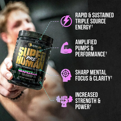 ALPHA LION Superhuman Pre Workout Powder, Beta Alanine, L-Taurine & Tri-Source Caffeine for Sustained Energy & Focus, Nitric Oxide & Citrulline for Pump (21 Servings, Sour Gummy Bear Flavor)