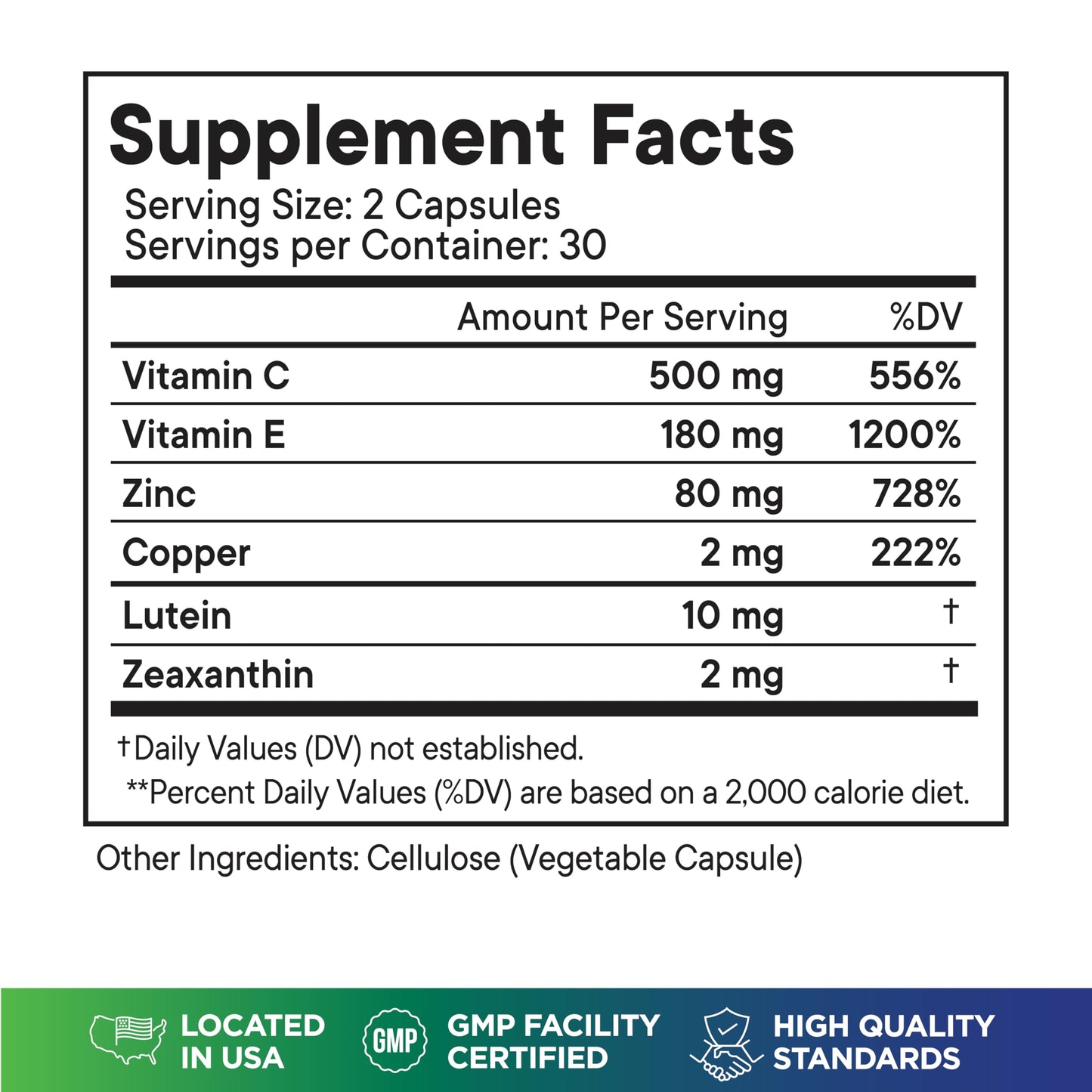 AREDS 2 Eye Vitamin & Mineral Supplement, Contains Lutein, Vitamin C, Zeaxanthin, Zinc & Vitamin E, with Added Copper - 60 Count