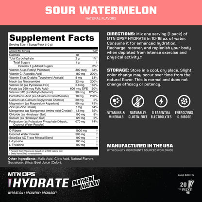 MTN OPS Hydrate Sugar Free Electrolyte Packets, Mango Peach