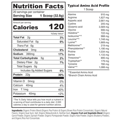 NATURELO Plant Protein Powder, Vanilla, 22g Protein - Non-GMO, Vegan, No Gluten, Dairy, or Soy - No Artificial Flavors, Synthetic Coloring, Preservatives, or Additives - 20 Servings