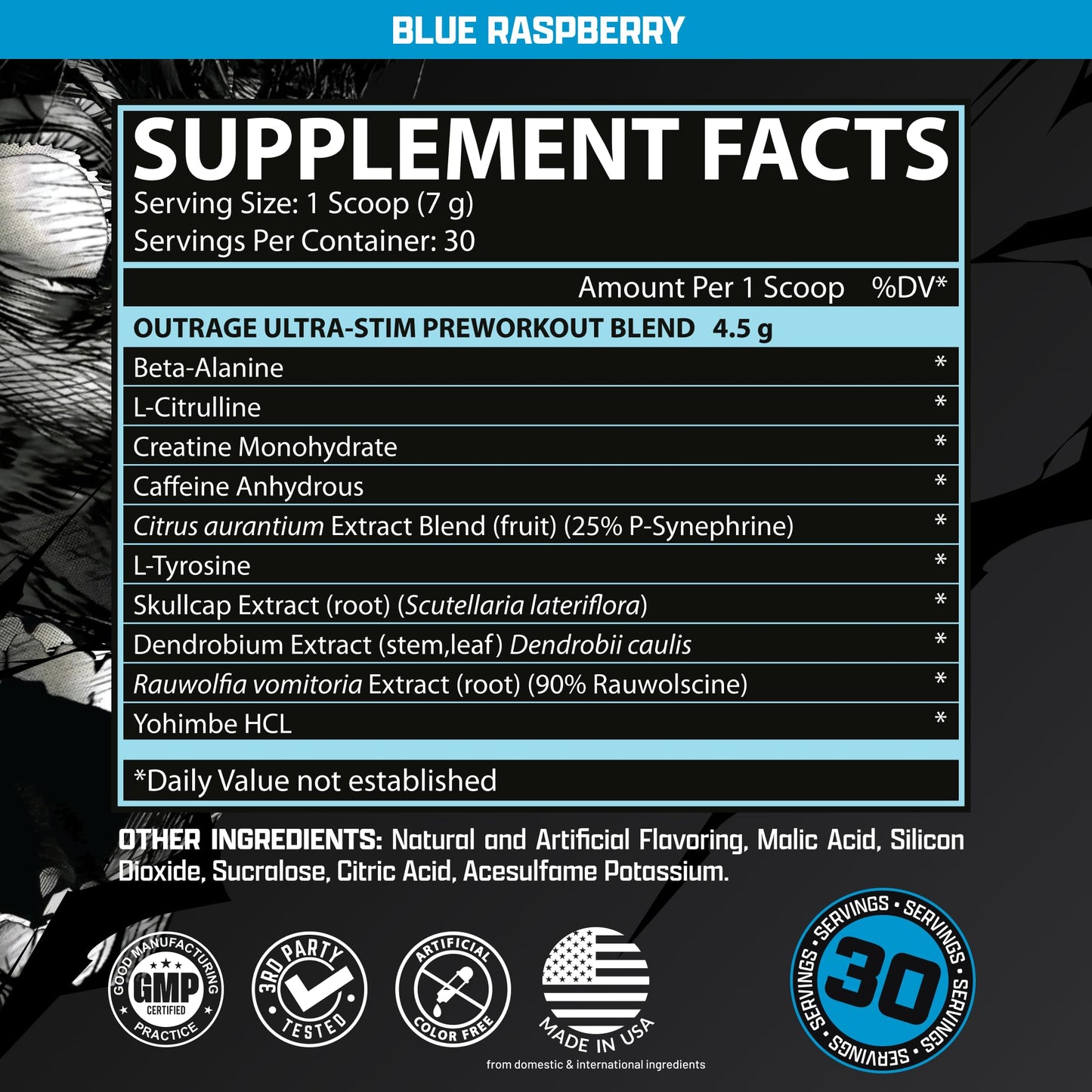 Outrage Ultra HIGH STIM Pre-Workout Powder for Men | 400mg Caffeine, L-Citrulline, Beta-Alanine, Creatine | Extreme Energy, Focus, Strength & Endurance (30 Servings, Strawberry Watermelon)