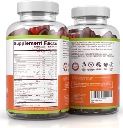 Purify Life Vegan Collagen Gummies with Biotin Vitamins for Hair Skin and Nails Health,