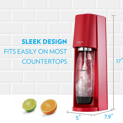 SodaStream Terra Sparkling Water Maker Bundle (Red), with CO2, DWS Bottles, and Bubly