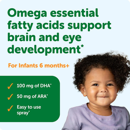 Ddrops Baby Algae DHA + ARA - 30 Sprays - Omega Essential Fatty Acids Support Brian and Eye Development - No Artificial Preservatives, Flavors or Colors