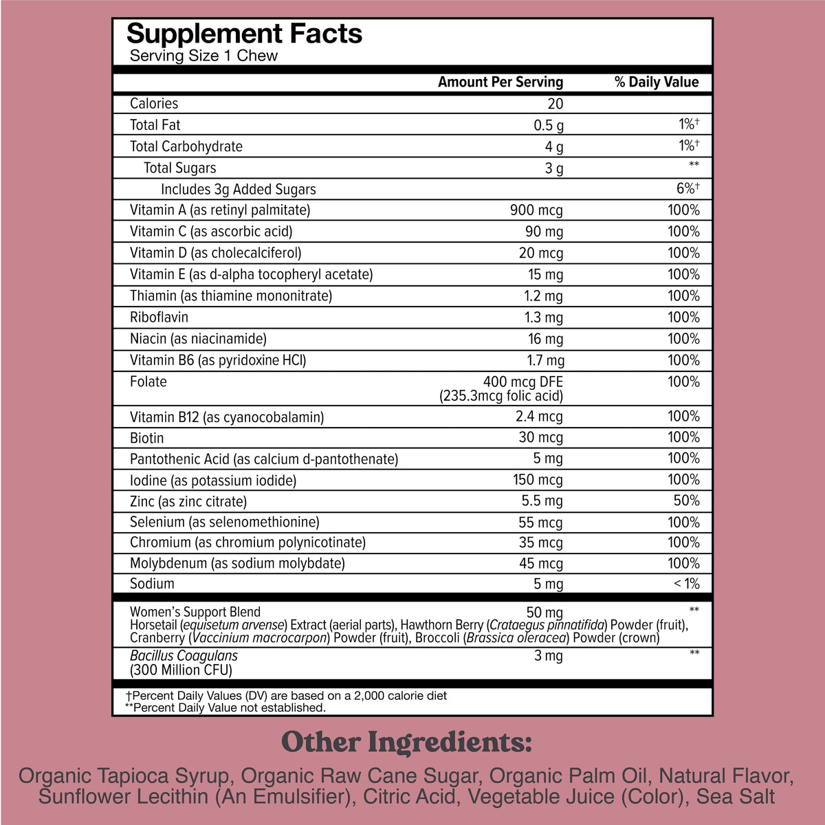 Chewsy Women's Multivitamin Chews, Immune & Energy Support, Vitamins C, B12, A, D, E