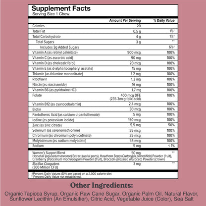 Chewsy Women's Multivitamin Chews, Immune & Energy Support, Vitamins C, B12, A, D, E