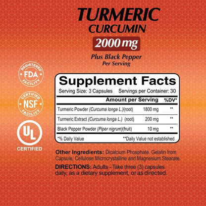 ALFA VITAMINS Curcumin Turmeric with Black Pepper, Dietary Supplement that Supports Joint Health & Cardiovascular Wellness, Enhanced Formula with Piper Nigrum for Improved Absorption, 90 Capsules