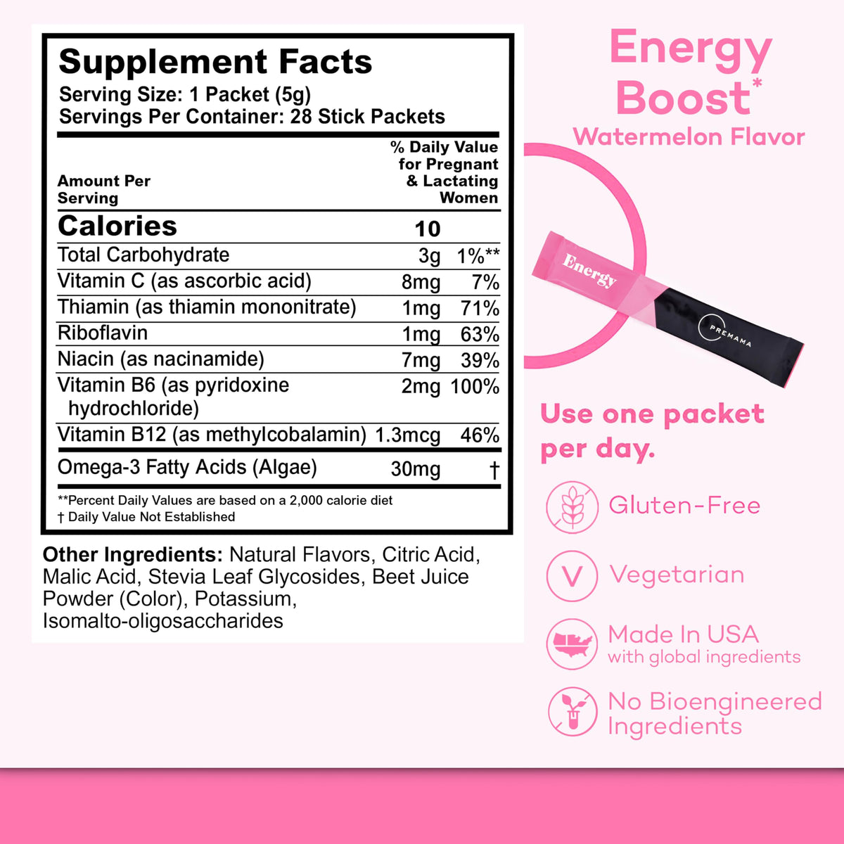 Premama Energy Boost For All Pregnancy Stages, Caffeine-Free, Stimulant-Free Energy