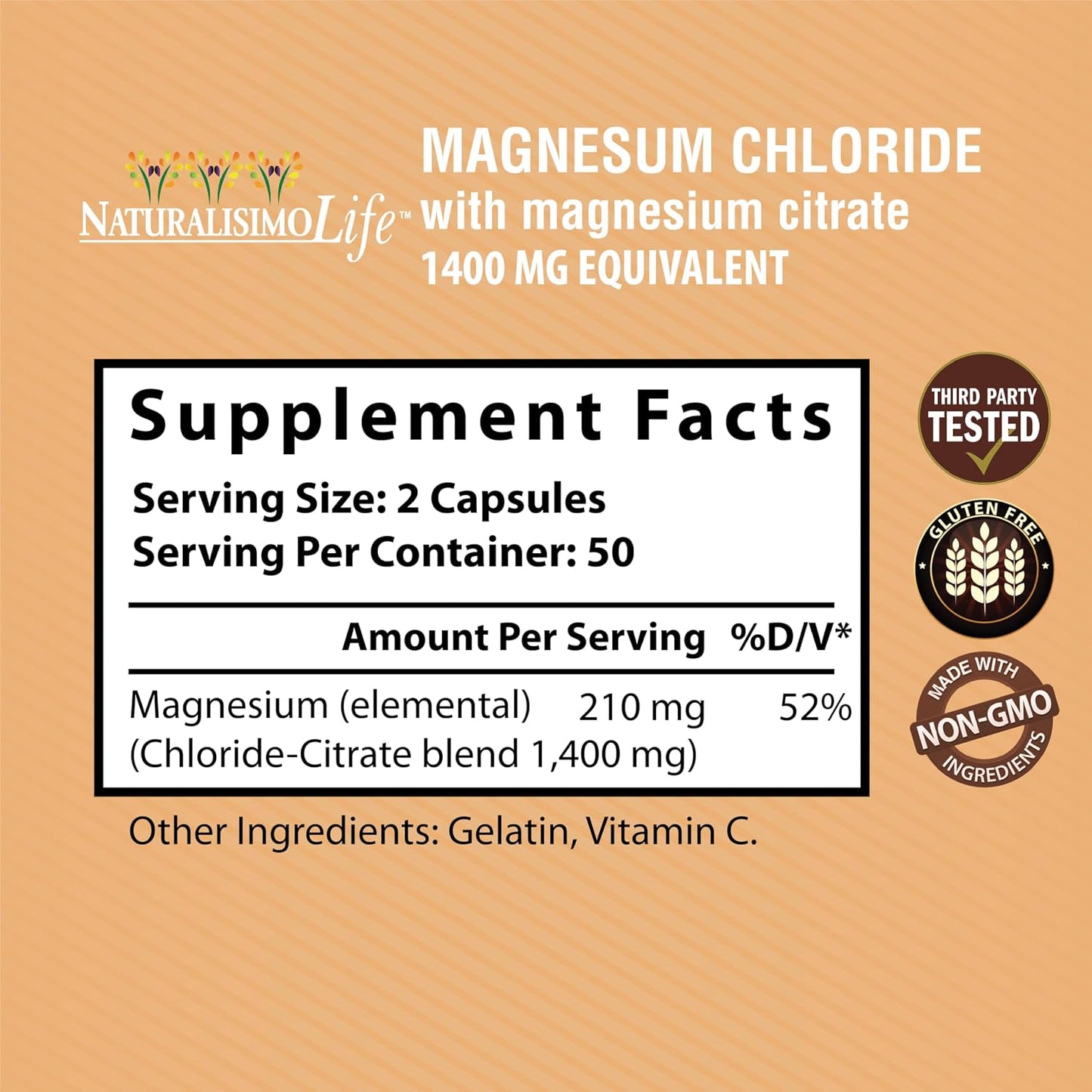 Magnesium Chloride (Cloruro de Magnesio) 1,400 mg per serving high absorption with Magnesium Citrate