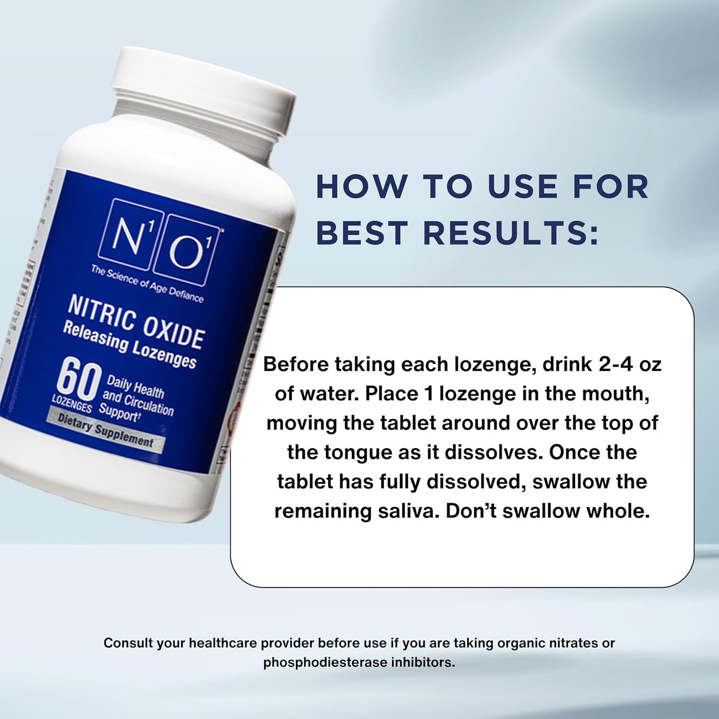 N1O1 Nitric Oxide Lozenges Supplement, 120 Count, 60-Day Supply | Developed by Dr. Nathan S. Bryan; Orange Flavor; Dissolvable Lozenges; Daily Nitric Oxide Support