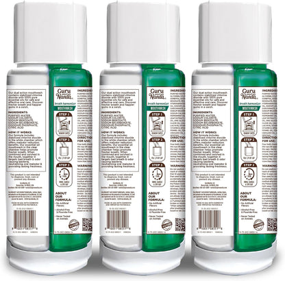 GuruNanda Dual Barrel Fresh Breath Mouthwash with Xylitol, Mint, 3x20 oz