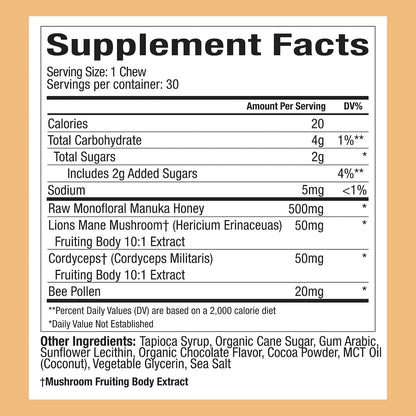 Plant People WonderBee Super Mushroom Manuka Honey Chews 30ct
