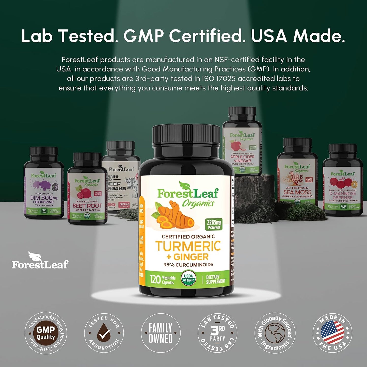 Turmeric Supplement Extra Strength 2265mg - Turmeric Curcumin Supplement w/BioPerine Black Pepper - Tumeric and Ginger Supplements, 95% Curcuminoids, Supports Immune & Joint Health, 120 Caps