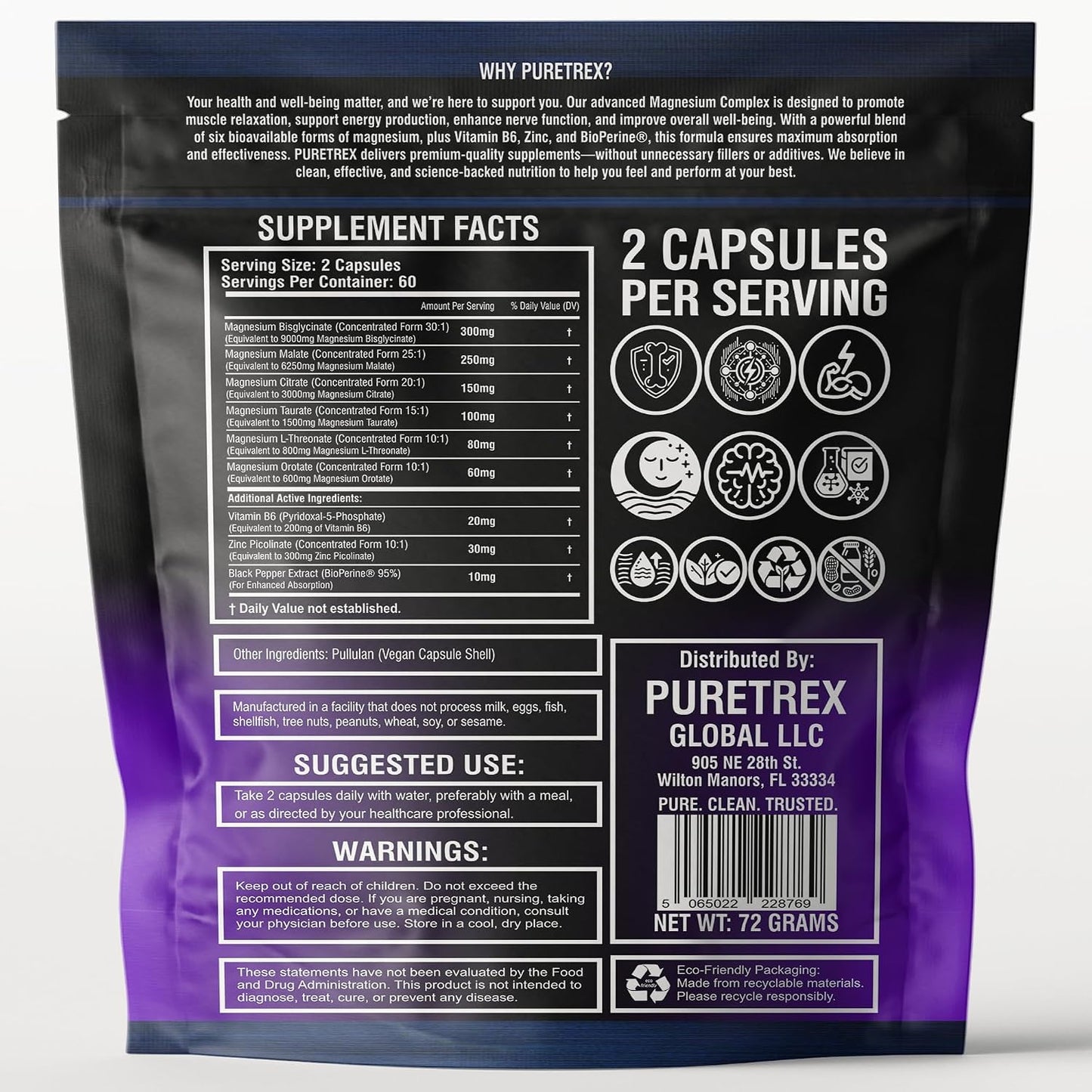 Magnesium Glycinate Complex, 120 Vegan Capsules, 9-in-1 Formula with 6 Advanced Forms, Supports Muscle Performance, Maximum Absorption