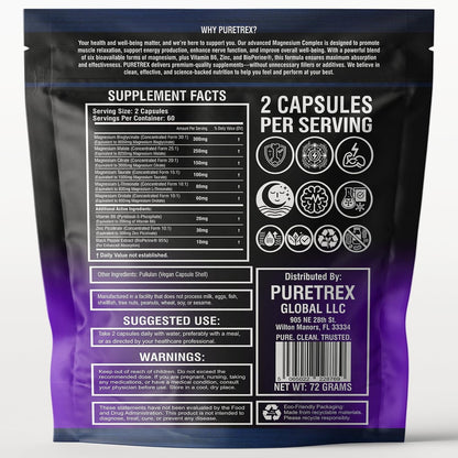 Magnesium Glycinate Complex, 120 Vegan Capsules, 9-in-1 Formula with 6 Advanced Forms, Supports Muscle Performance, Maximum Absorption