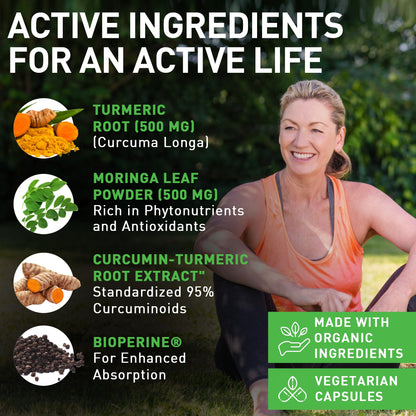 PIUS NATURE Turmeric Moringa - Organic Turmeric Curcumin Supplements and Organic