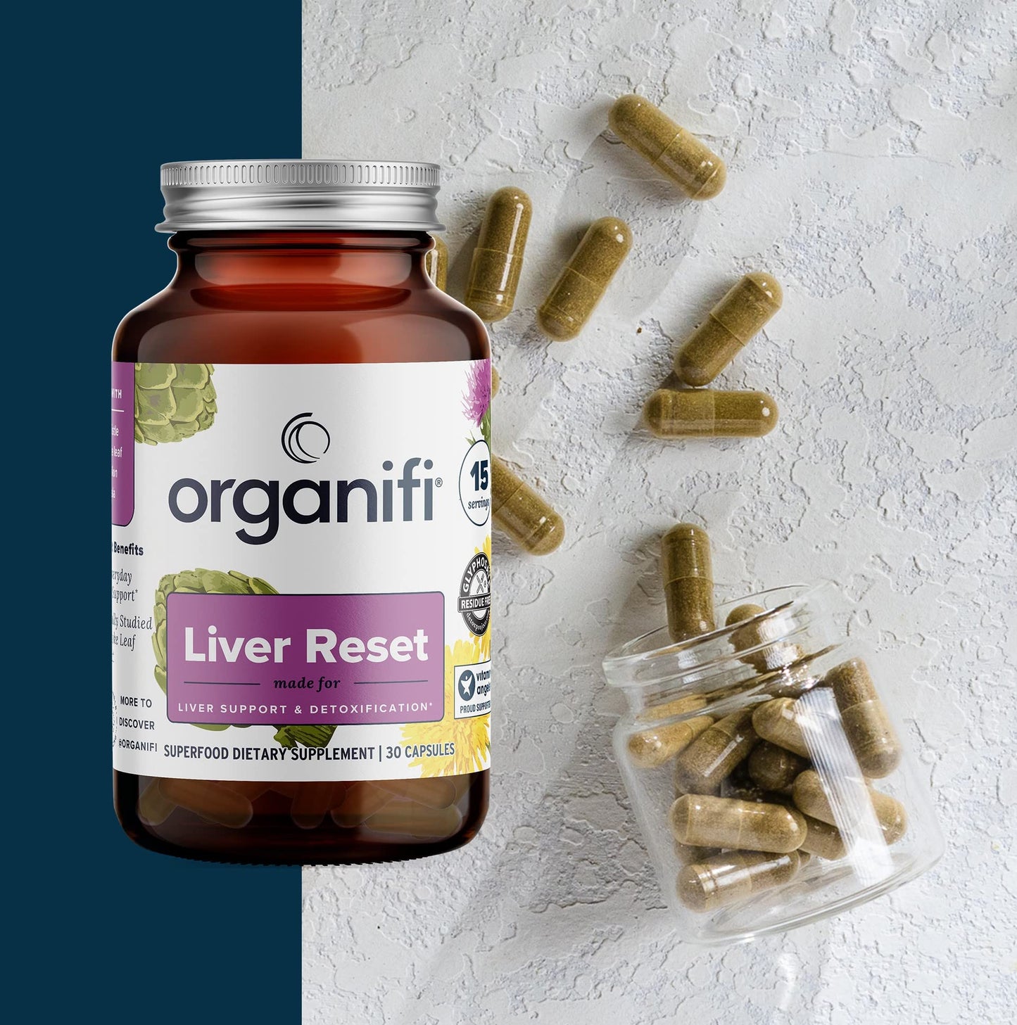 Organifi - Liver Reset - Liver Detox - Digestive and Immune Support - Promotes Cellular Energy Production, 30 Capsules
