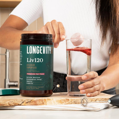 Liv120 Superfood Powder, Antioxidant Blend with Pomegranate, Turmeric, Mulberry, Soursop, Noni, Non-GMO, Vegan, for Energy, Detox, Immunity