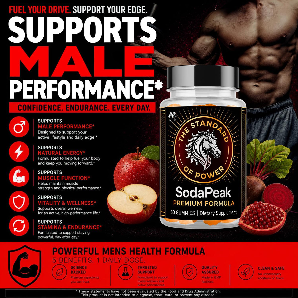 Soda Peak Gummies for Men, SodaPeak Premium Male Gummys 2-Pack, 120 Gummies