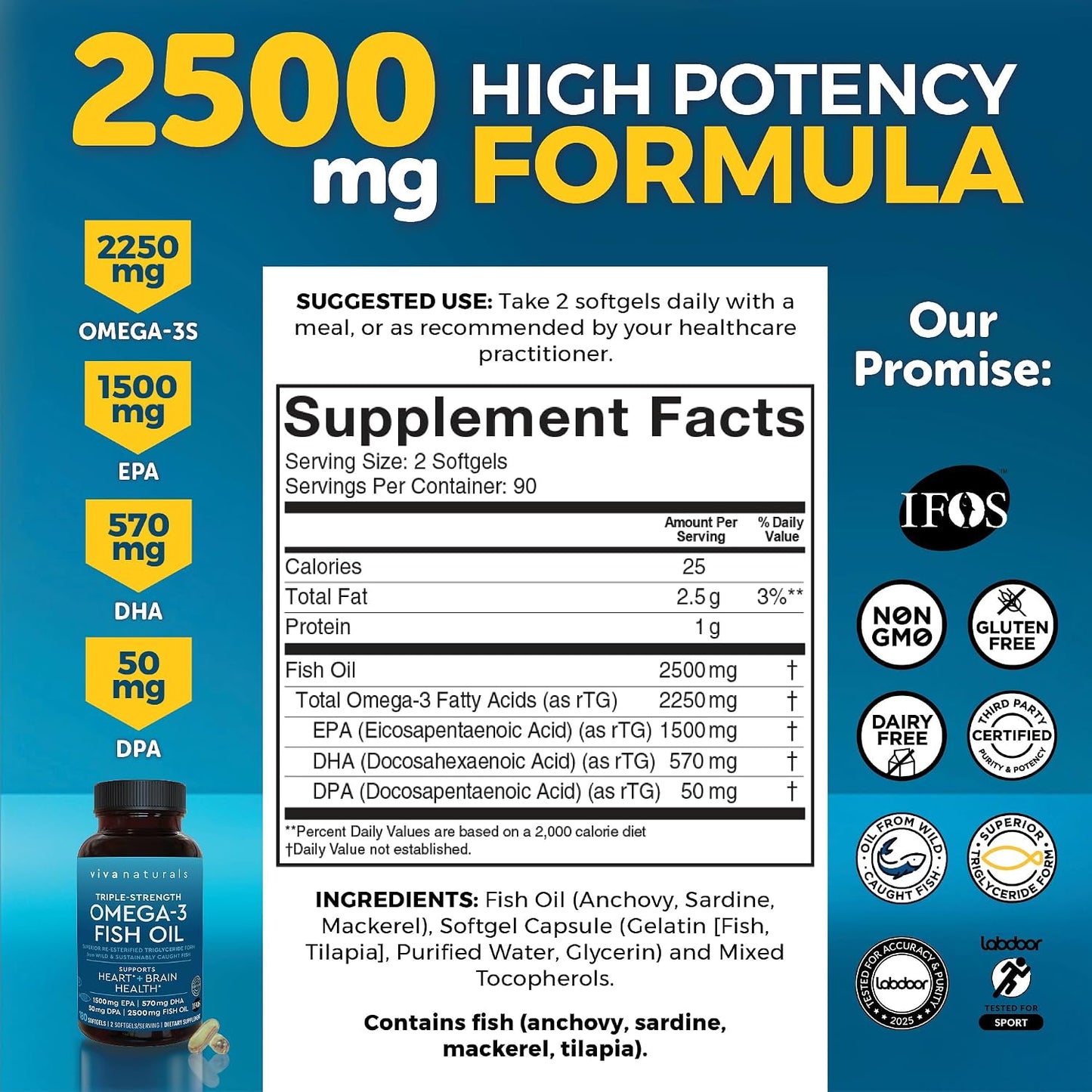 Viva Naturals 1250 mg Antarctic Krill Oil and 2,500 mg Triple-Strength Omega-3 Fish Oil Bundle, Providing Omega-3 EPA and DHA