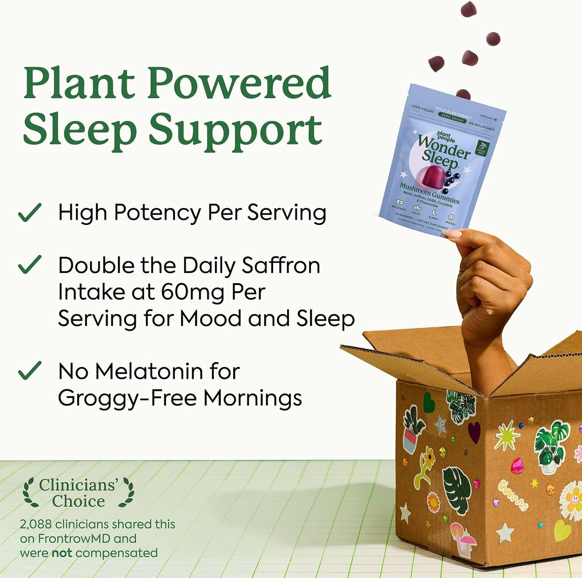 Plant People WonderSleep Mushroom Gummies Supplement for Sleep, Trial Size