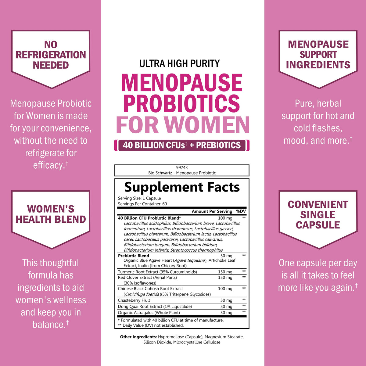 Menopause Supplements for Women - 40B CFU Menopause Probiotics for Women