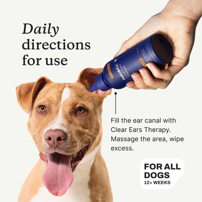 PetLab Co. Clear Ears Therapy Dog Ear Cleaner, 4 fl oz | Ear wash designed for gentle daily use to support wax, yeast, dirt buildup, and odor management for calmer, healthier ears