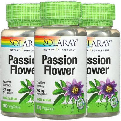 SOLARAY Passion Flower 700 mg Whole Aerial - Soothing Herbal Support - Passion Flower Capsules - Vegan, Non-GMO, 60-Day Guarantee, Lab Verified - 50 Servings, 100 VegCaps