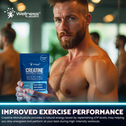Creatine Gummies 5000mg, 30 Servings Creatine Monohydrate Gummies - Third-Party Tested Creatine for Women, Strawberry Flavor Creatine for Men, Muscle Growth, Strength, and Recovery - Pack of 1