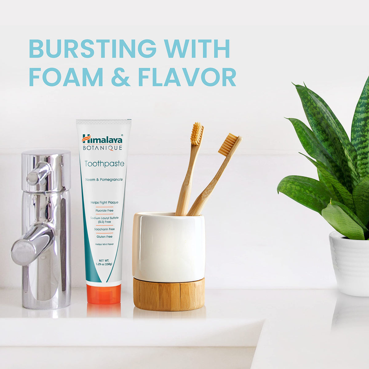 Himalaya Botanique Neem & Pomegranate Toothpaste, Mint, 5.29 oz, 2 Pack