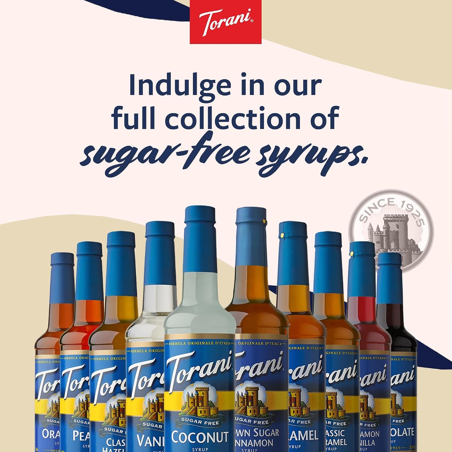 Torani Sugar Free Coffee Syrup, Vanilla Flavored Syrup for Drinks, Zero Calorie, Pump Included, 25.4 Fl Oz