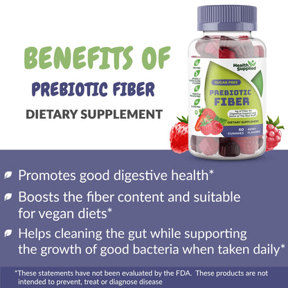 Fiber Prebiotic Gummies Sugar Free, Keto Friendly | Gut Cleansing, Digestive Health