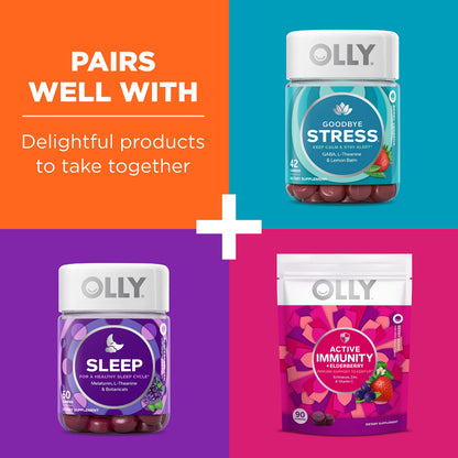 OLLY Laser Focus Gummy, Ginseng, Alpha GPC, B Vitamins, Berry Tangerine Flavor