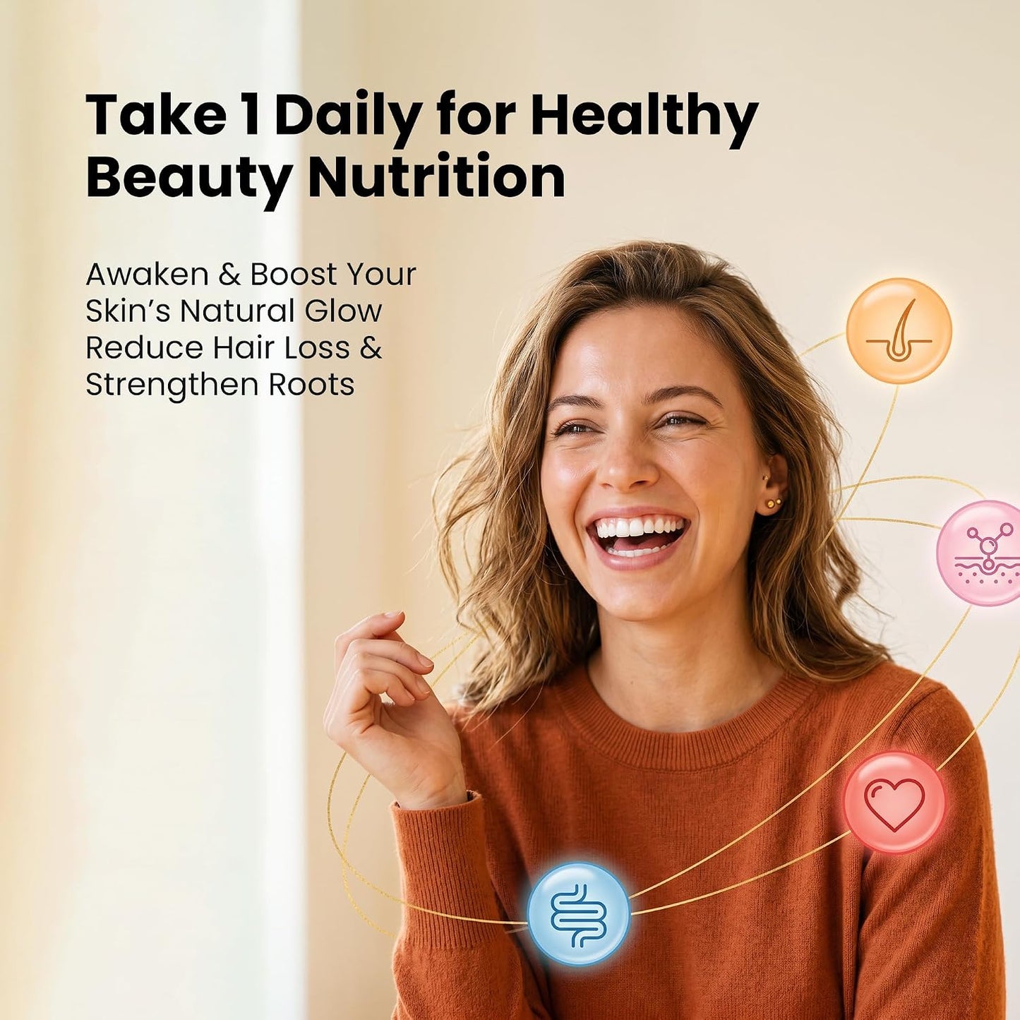Collagen Peptides & Hyaluronic Acid Supplement with Vitamins A, C, E, B6, Biotin, Zinc & Selenium – Skin Hydration, Hair Growth & Nail Strength Complex for Women & Men