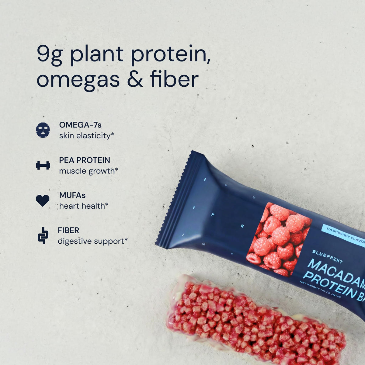 Blueprint Bryan Johnson Macadamia Nut Protein Bars – Variety Pack Protein Bars - Lemon, White Cocoa & Raspberry – Vegan, Low Sugar, Keto-Friendly Snacks – Non-GMO, Raw Nut Bar– 9g Protein – 12 Pack