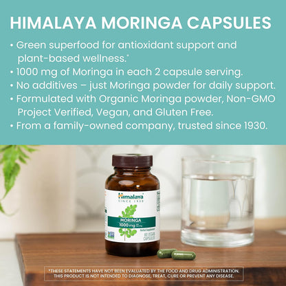 Himalaya Organic Moringa capsules - Moringa Supplement, Herbal Superfood Antioxidants Supplement Supporting Wellness, Vitality, and Oxidative Stress - Vegan, Non-GMO, Gluten Free, 1000 mg, 60 Capsules