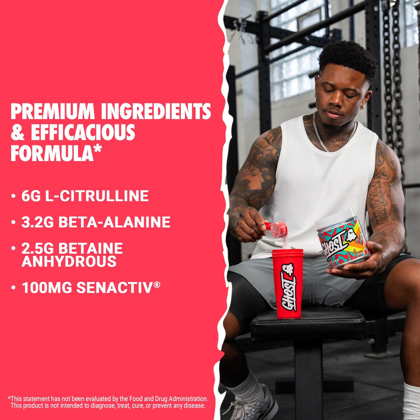 GHOST Legend Pre Workout Powder, Sonic Cherry Limeade - 30 Servings – Pre-Workout for Men & Women with Choline, L-Citrulline, & Beta Alanine for Energy & Focus