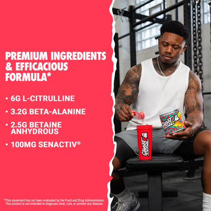 GHOST Legend Pre Workout Powder, Sonic Cherry Limeade - 30 Servings – Pre-Workout for Men & Women with Choline, L-Citrulline, & Beta Alanine for Energy & Focus