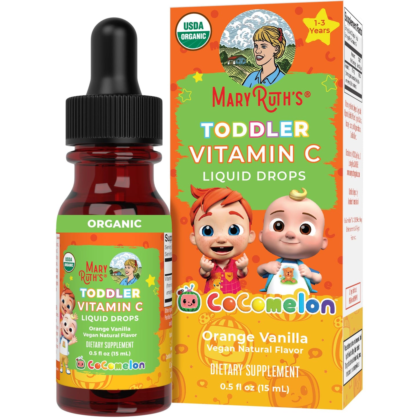 MARYRUTH'S USDA Organic Kids Vitamin C Drops Vegan Vitamin C Immune Support Supplement for Ages 4-13 | Immune Support & Overall Health | Vitamin C from Organic Acerola Fruit Extract | 2oz